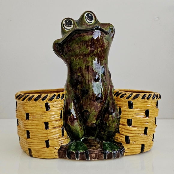 VTG 70's Ceramic Frog Planter - Picture 2 of 9